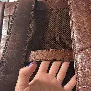 Genicci Unisex Cognac Leather Roll Top Double Buckles Backpack*NWOT Genicci | Bags | Genicci Unisex Cognac Leather Roll Top  main image 3